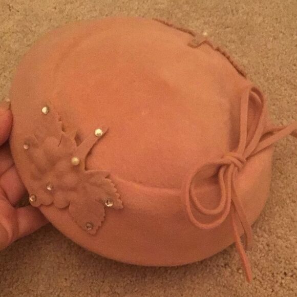 Vintage Terry Sales Wool Elegant Blush Pink Beret Hat - Picture 3 of 6